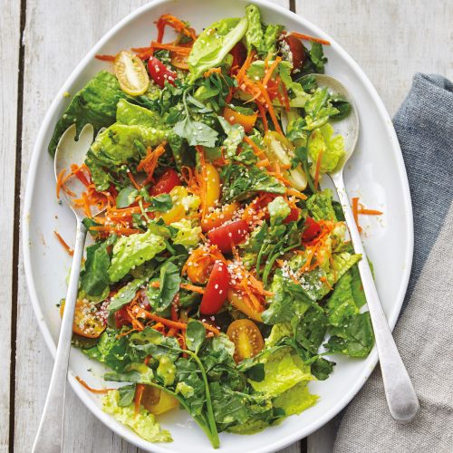 Super Salad With Garlic Caesar Dressing & Hemp Hearts